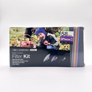 VIVITAR 58mm 3 Piece UV CPL FLD Multi-Coated Filter Photography Kit OPEN BOX‎